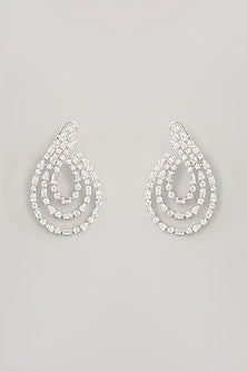 White Finish Diamond Hoop Earrings