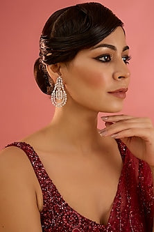 White Finish Diamond Dangler Earrings