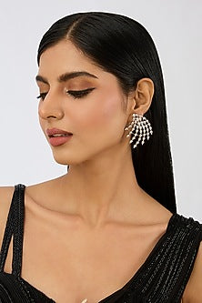 White Finish Diamond Dangler Earrings