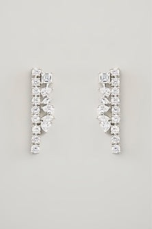 White Finish Diamond Long Layered Necklace Set