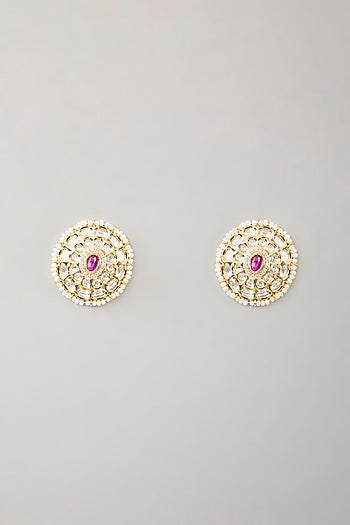 Gold Plated Kundan Polki & Pink Stone Choker Necklace Set
