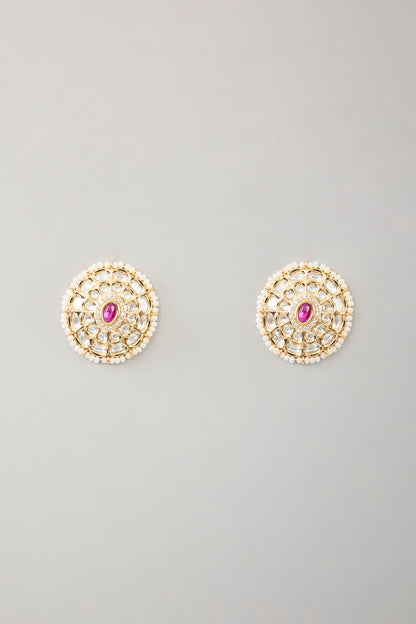 Gold Plated Kundan Polki & Pink Stone Choker Necklace Set