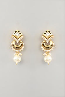 Gold Finish Kundan Polki & Pearl Necklace Set
