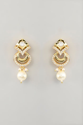Gold Finish Kundan Polki & Pearl Necklace Set