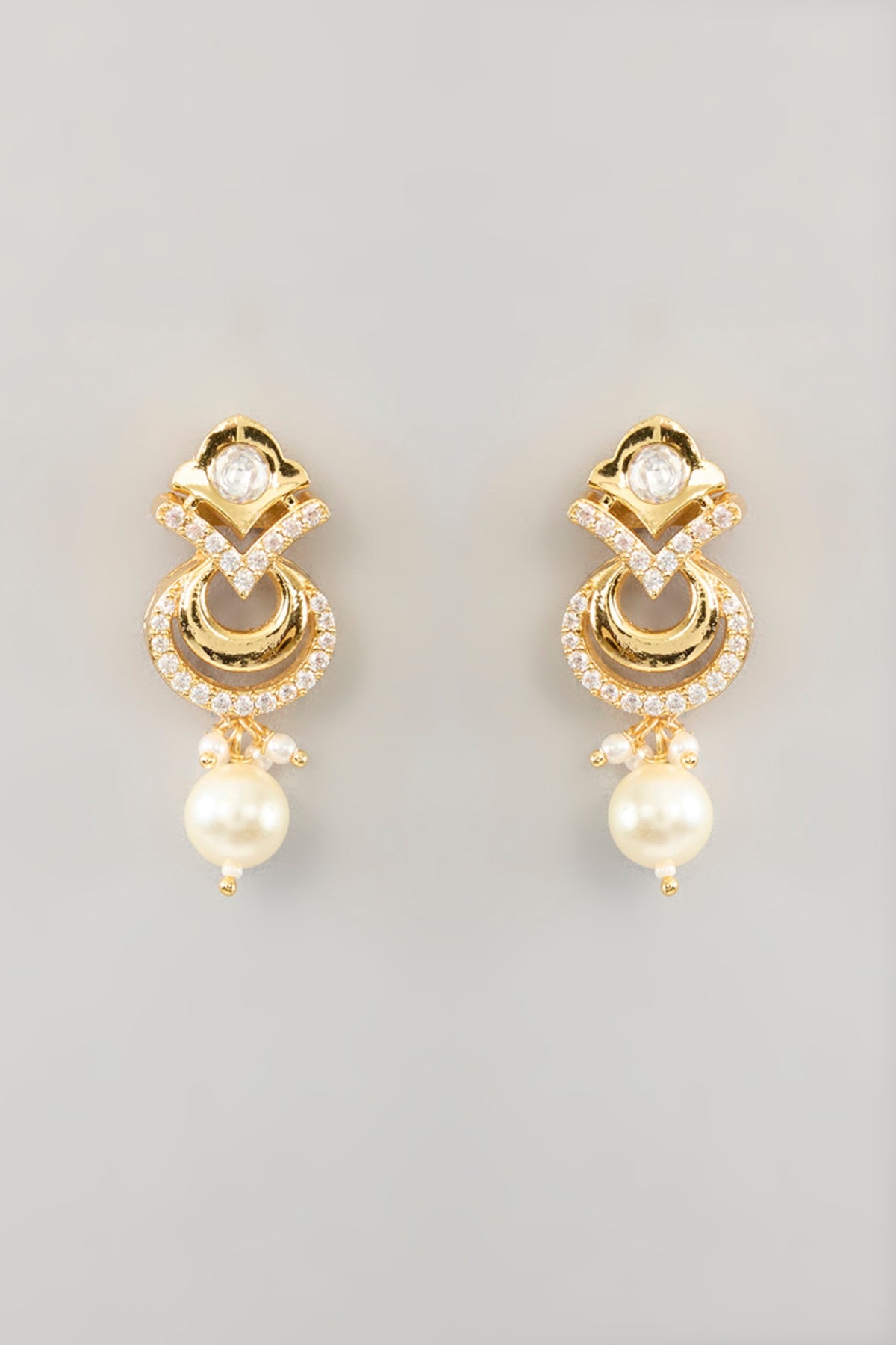 Gold Finish Kundan Polki & Pearl Necklace Set