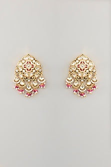 Gold Finish Kundan Polki & Pearl Long Necklace Set