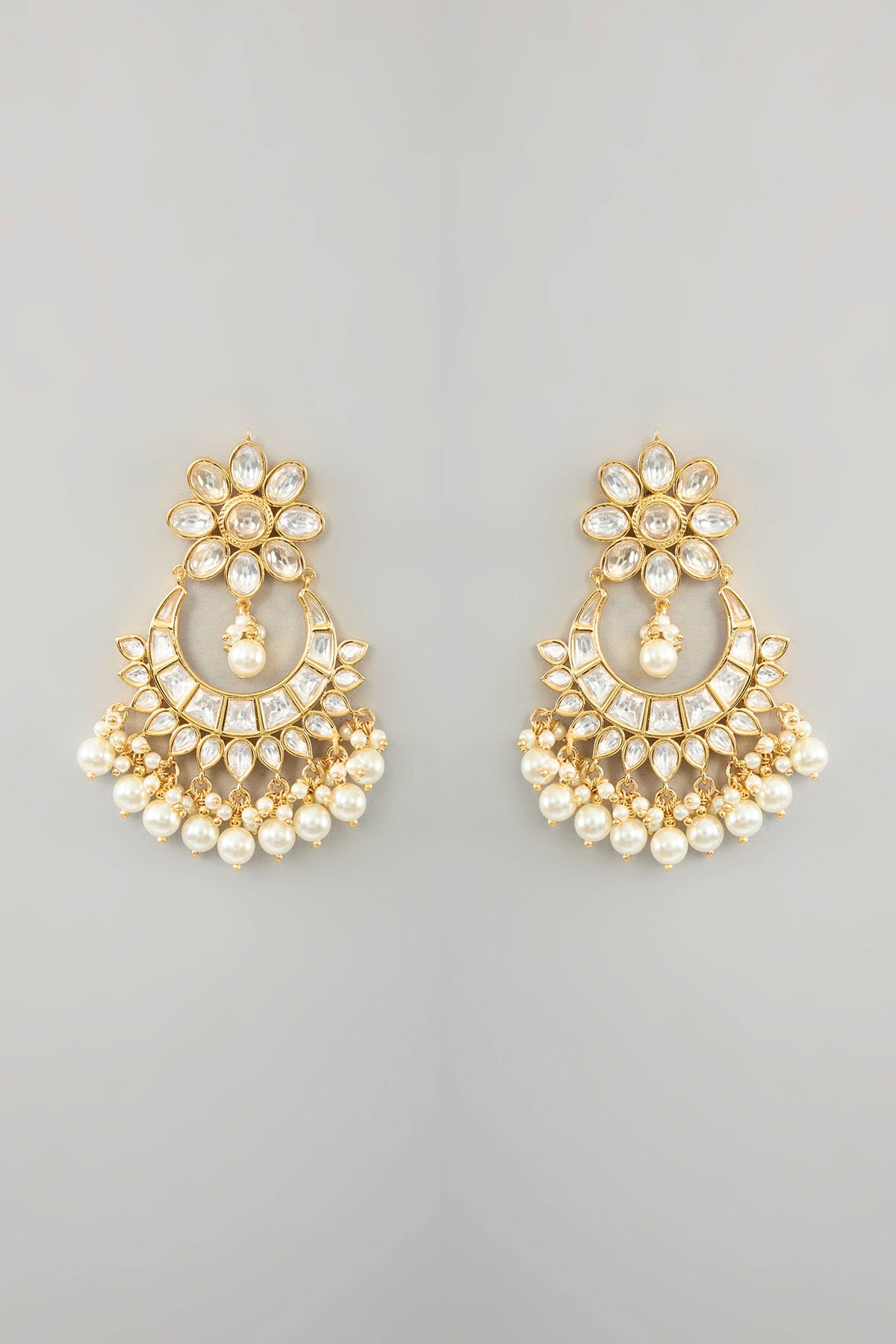 Gold Finish Kundan Polki Layered Necklace Set