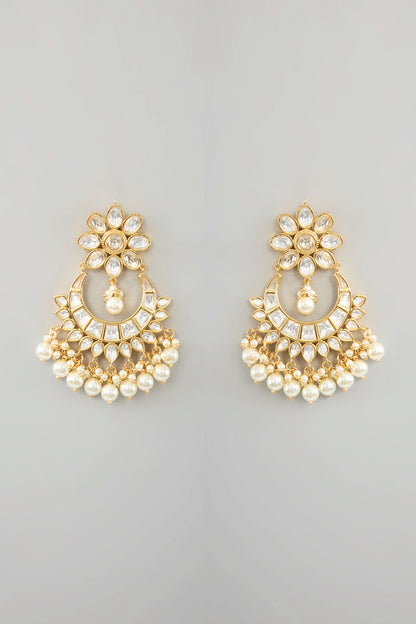 Gold Finish Kundan Polki Layered Necklace Set