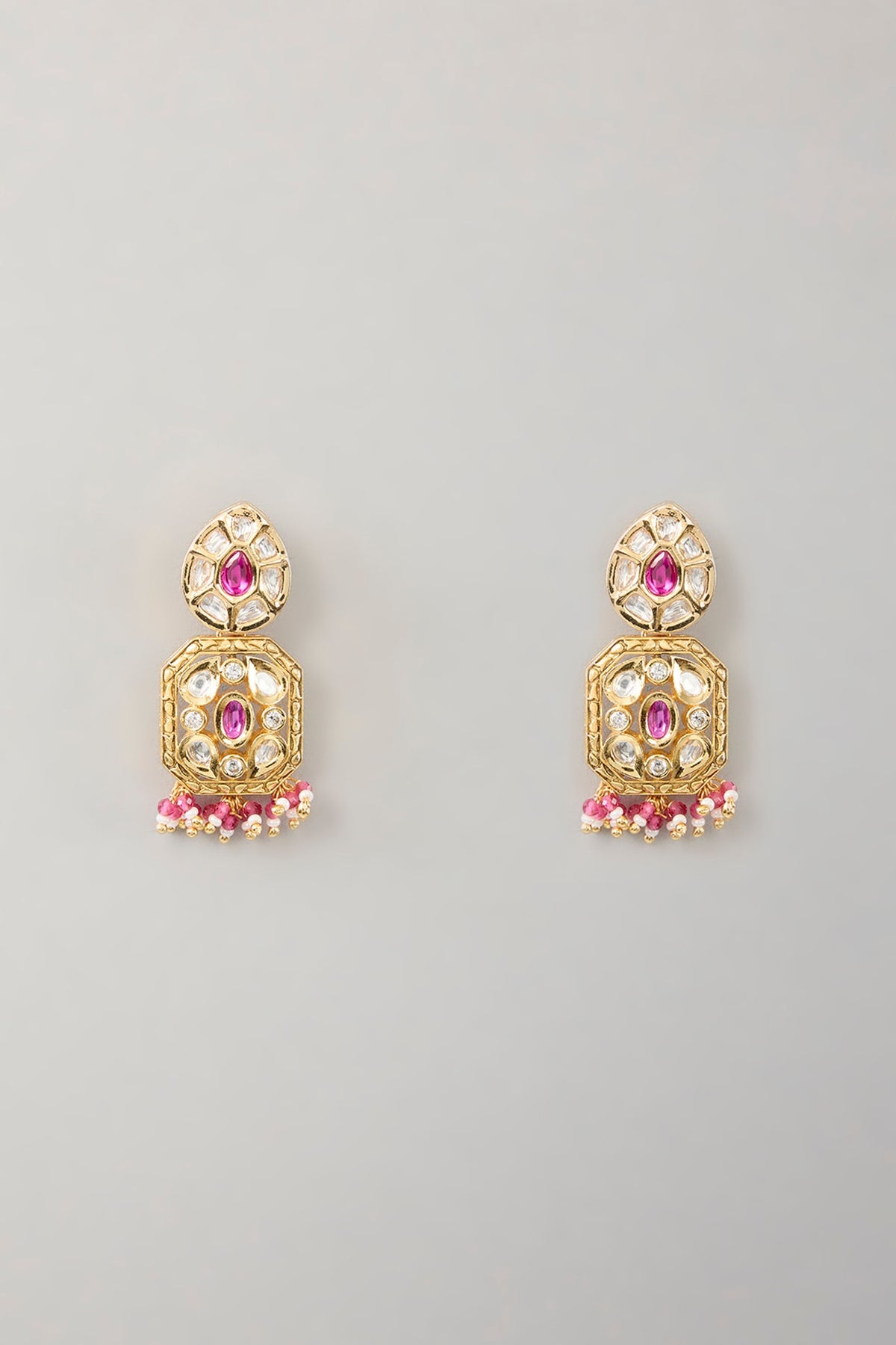Gold Plated Kundan Polki & Pink Stone Choker Necklace Set