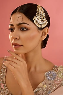 Gold Finish Kundan Polki & Pearl Pasa