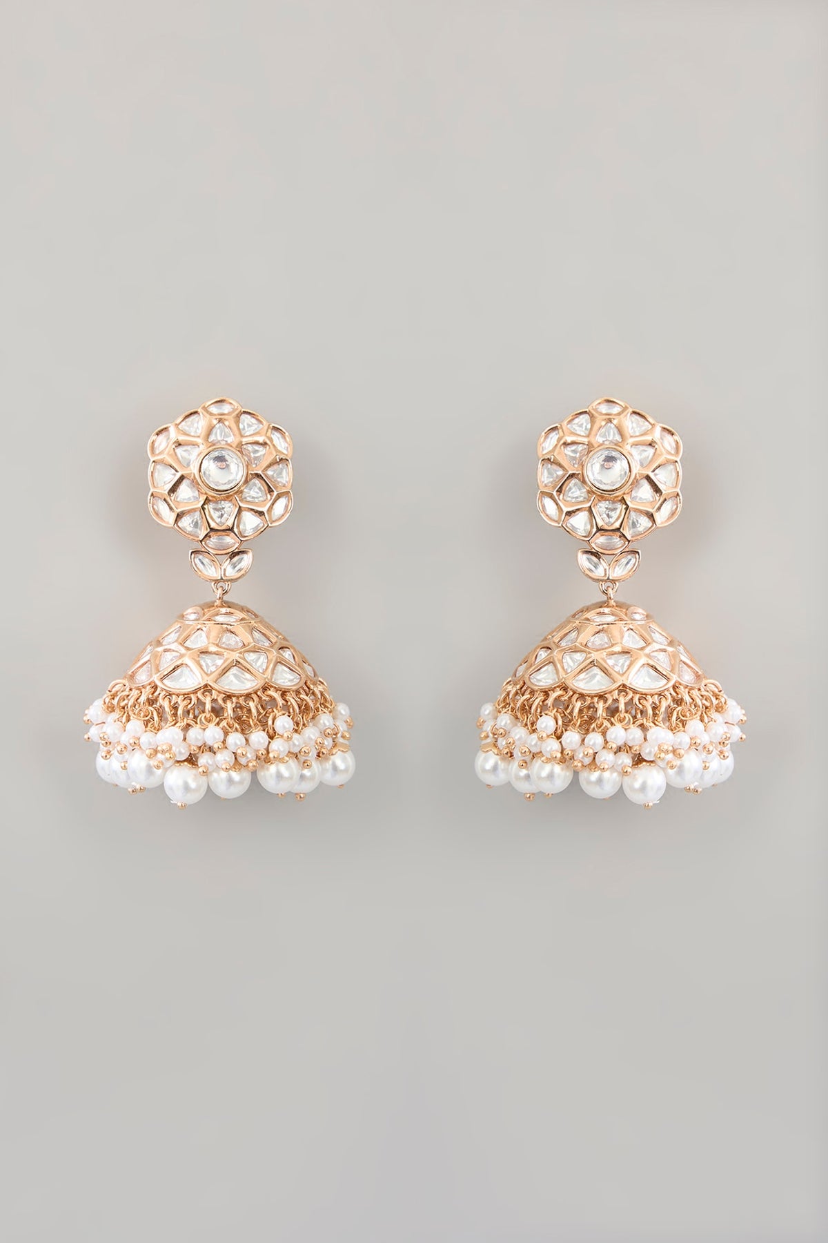 Gold Finish Kundan Polki Dangler Earrings