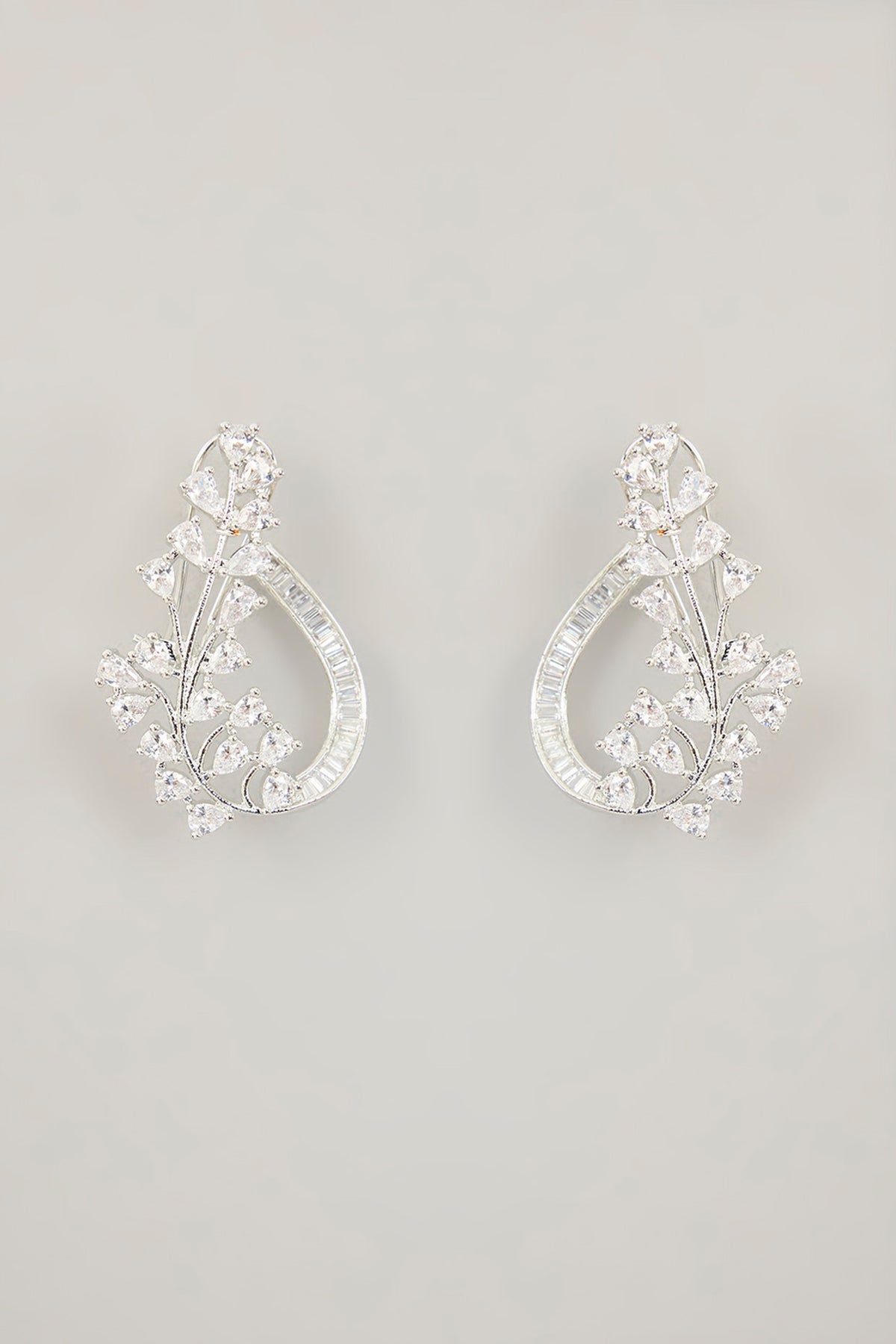 White Finish Diamond Stud Earrings