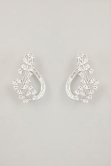 White Finish Diamond Stud Earrings