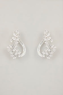 White Finish Diamond Stud Earrings