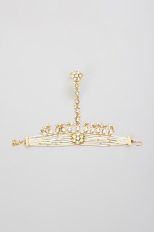 Gold Finish Kundan Polki Hathphool (Set Of 2)