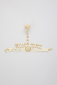 Gold Finish Kundan Polki Hathphool (Set Of 2)