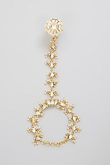 Gold Finish Kundan Polki Hathphool (Set Of 2)