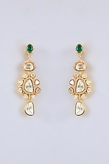 Gold Finish Green Moissanite Necklace Set