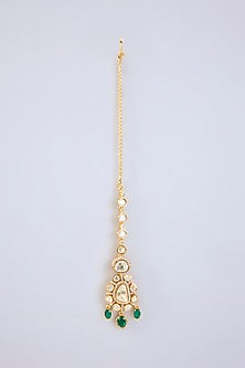 Gold Finish Green Moissanite Necklace Set