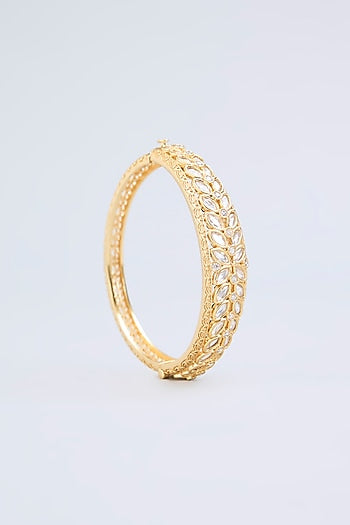 Gold Finish Kundan Polki Bangle