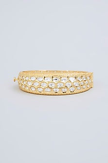 Gold Finish Kundan Polki Openable Bangle