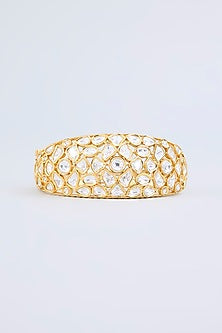 Gold Finish Kundan Polki Openable Bangle