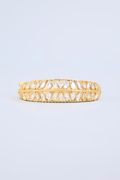 Gold Finish Kundan Polki Openable Bangle