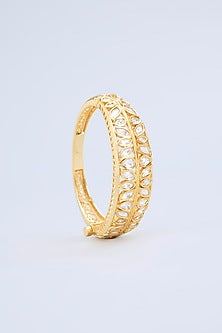 Gold Finish Kundan Polki Openable Bangle