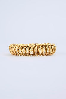 Gold Finish Kundan Polki Openable Bangle