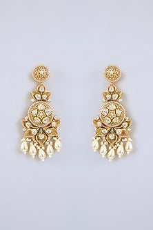 Gold Finish Kundan Polki & Pearl Necklace Set