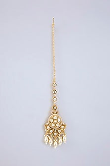 Gold Finish Kundan Polki & Pearl Necklace Set