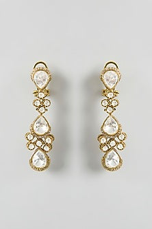 Two Tone Finish White Kundan Polki Layered Necklace Set