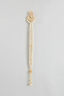 Gold Finish Kundan Polki & Pearl Hair Braid Accessory