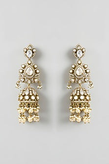 Two Tone Finish Kundan Polki Long Layered Necklace Set
