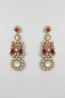 Two Tone Finish Kundan Polki & Red Stone Necklace Set