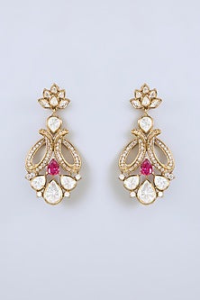 Two-Tone Finish Kundan Polki & Red Stone Necklace Set