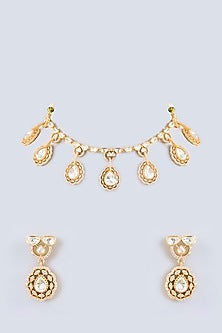 Gold Finish Moissanite Stone Necklace Set
