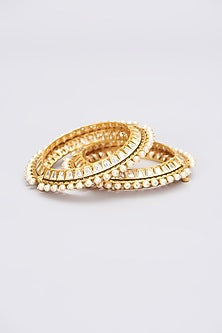 Gold Plated Kundan Polki Kadas (Set Of 2)