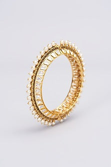Gold Plated Kundan Polki Kadas (Set Of 2)