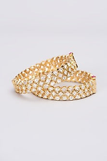 Gold Plated Kundan Polki Kadas (Set Of 2)