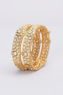 Gold Plated Kundan Polki Kadas (Set Of 2)