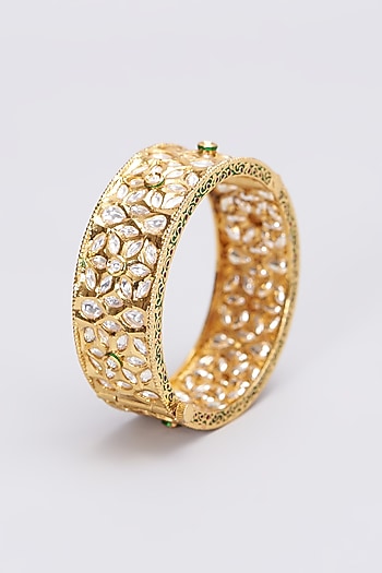 Gold Finish Kundan Polki Kada