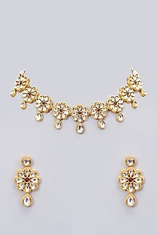 Gold Plated Kundan Polki Necklace Set