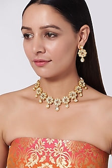Gold Plated Kundan Polki Necklace Set