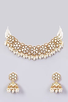 Gold Plated Kundan Polki Choker Necklace Set