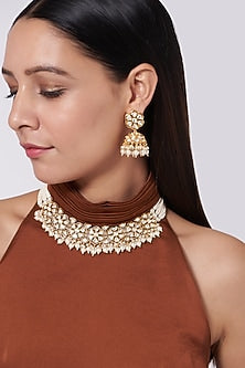 Gold Plated Kundan Polki Choker Necklace Set