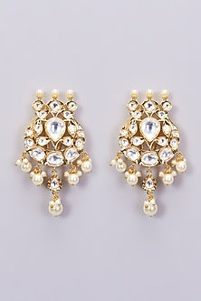 Gold Finish Kundan Polki & Pearl Necklace Set