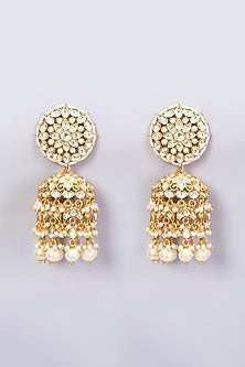 Gold Finish Kundan Polki & Pearl Necklace Set
