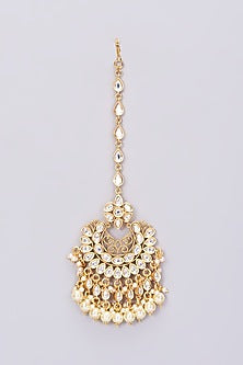 Gold Finish Kundan Polki & Pearl Necklace Set