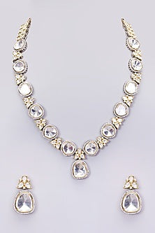 Two Tone Finish Kundan Polki Necklace Set